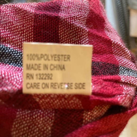 Dark Red Plaid Scarf - Picture 7 of 7